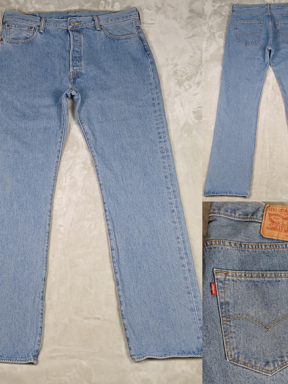 Levi's 501 Jeans 36x34 Men's Button Fly Light Wash